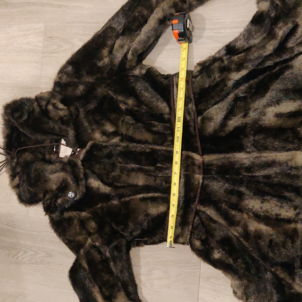 Laundry By Shelli Segal Dark Brown Faux Fur Imitation Mink Fur Outdoors Y2K Retr - Picture 10 of 12